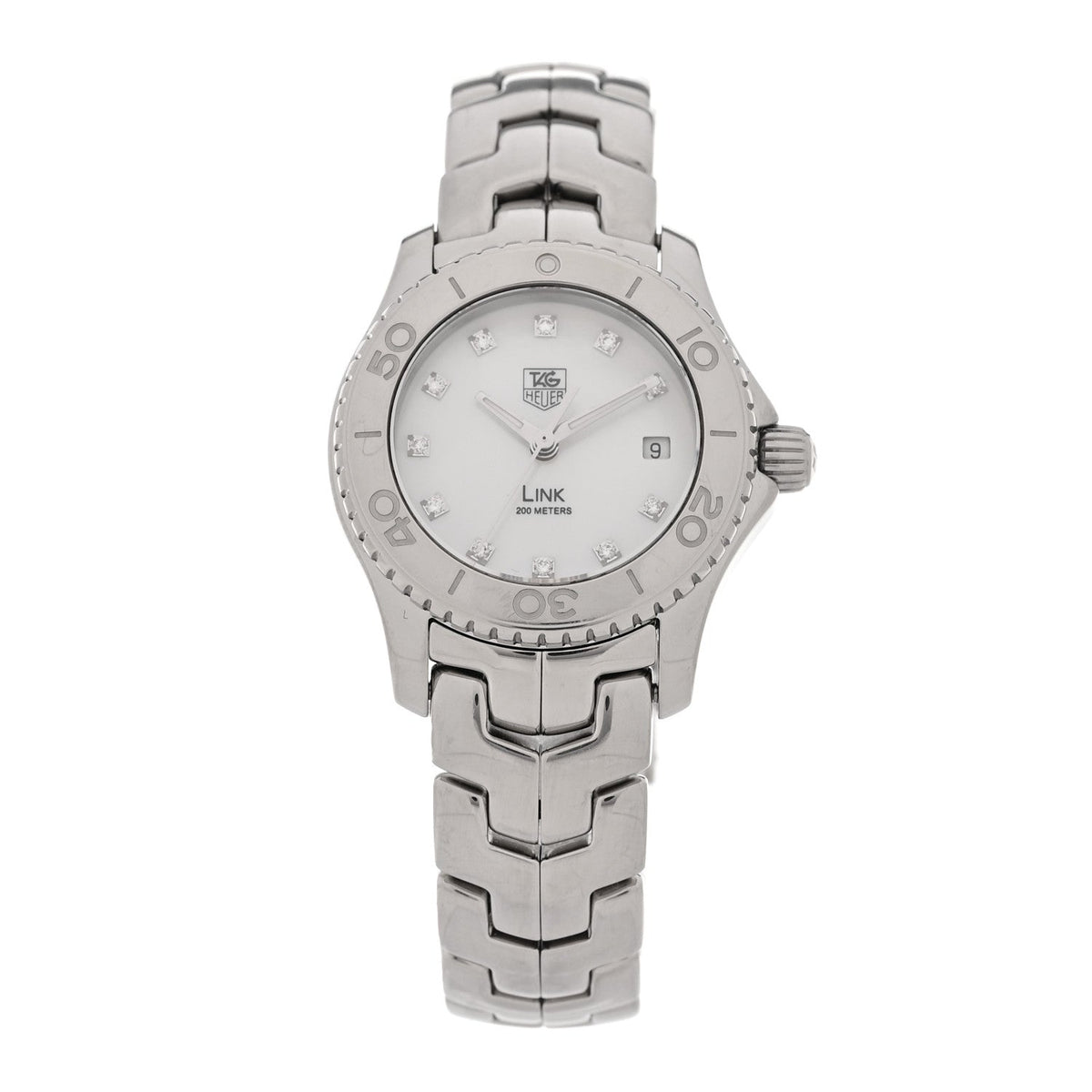 Tag Heuer Stainless Steel Diamond Mother of Pearl 27mm Link Quartz Watch WJ1319