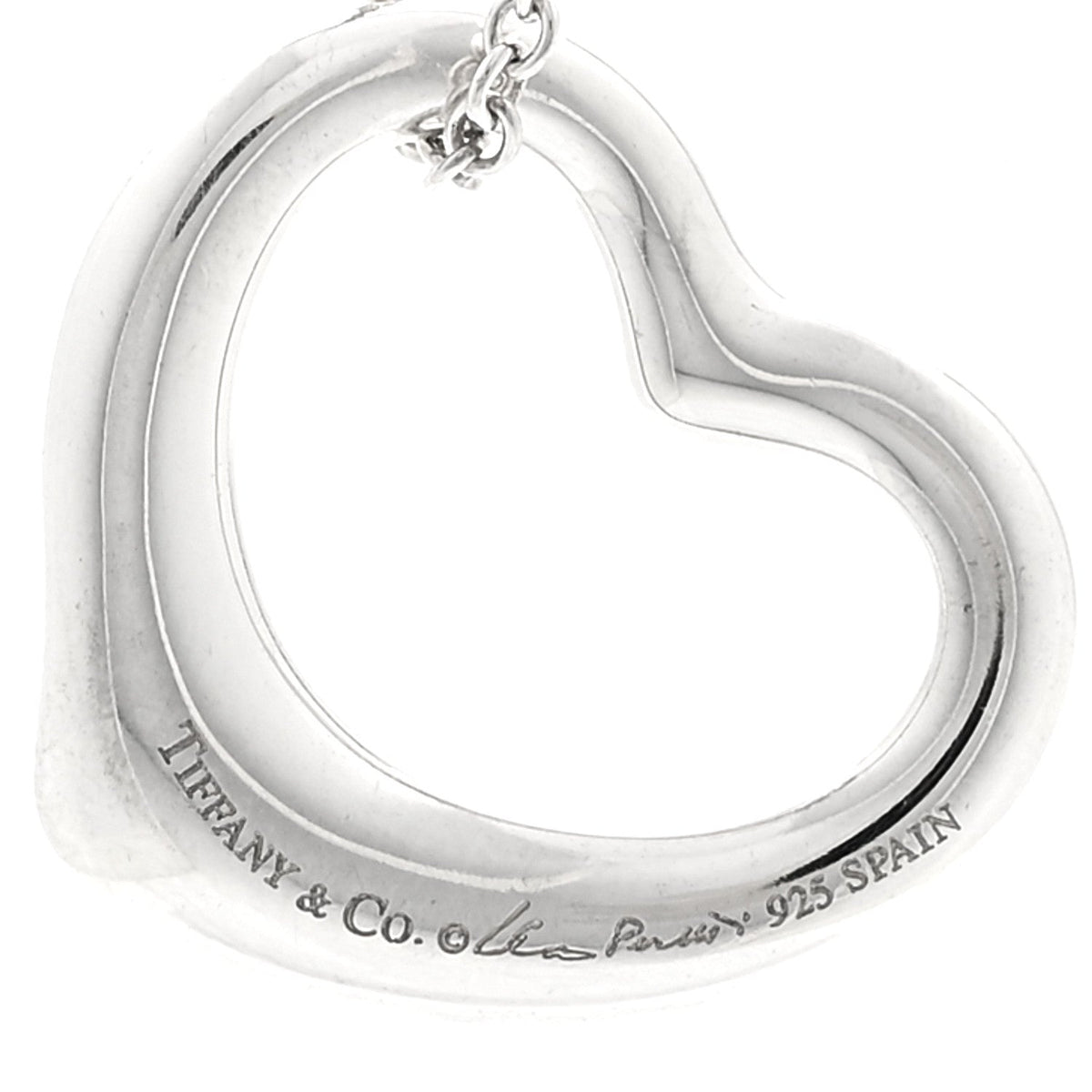 Tiffany Sterling Silver Elsa Peretti 22mm Open Heart Pendant Necklace