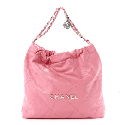 Chanel Shiny Calfskin Quilted Chanel 22 Bag Pink