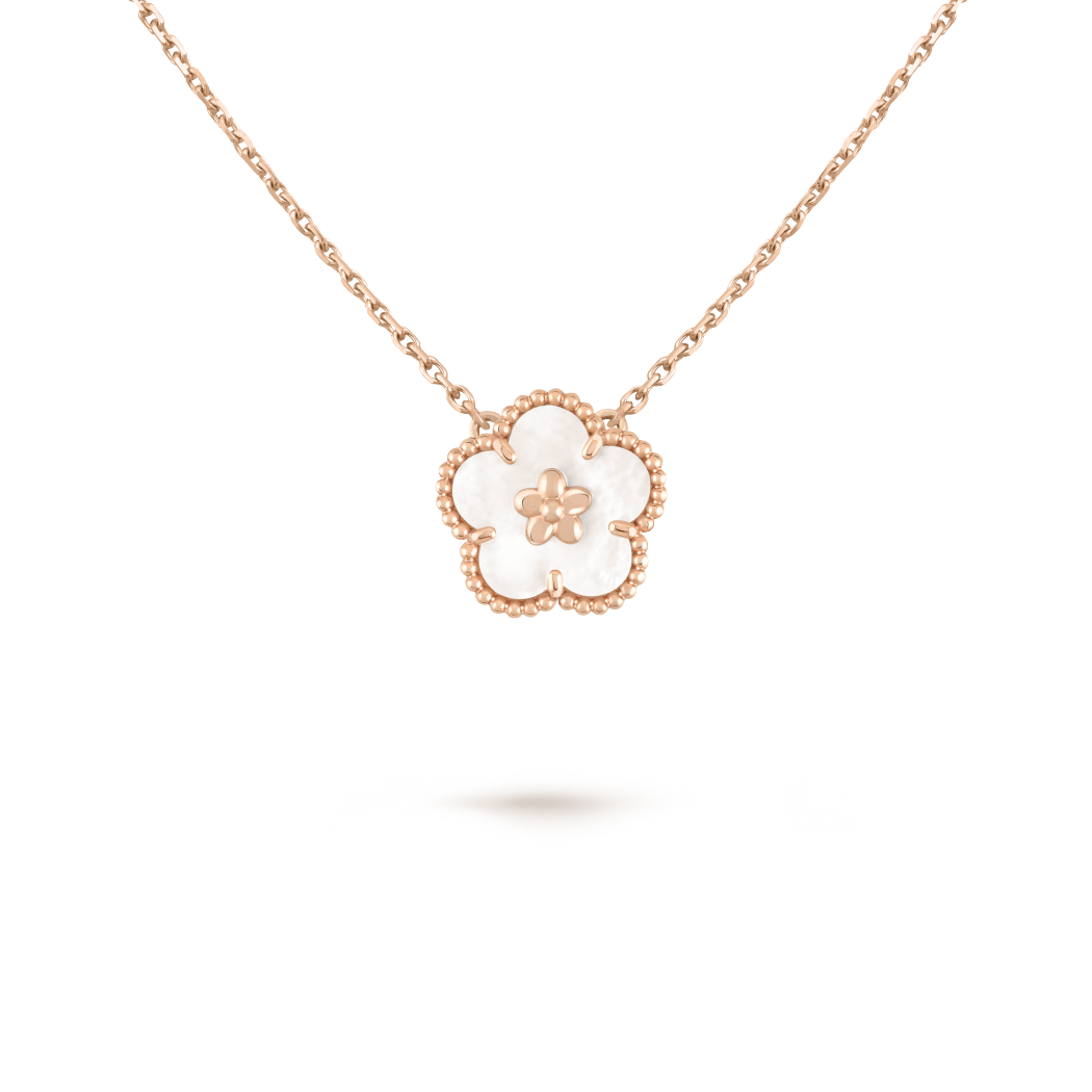 18K Rose Gold Mother of Pearl VCA Lucky Spring Plum Blossom Pendant