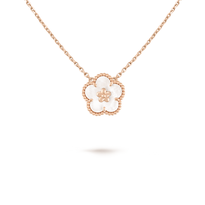 18K Rose Gold Mother of Pearl VCA Lucky Spring Plum Blossom Pendant