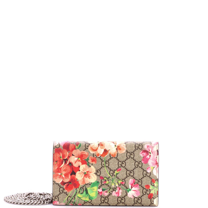 Chain Wallet Blooms Print GG Coated Canvas