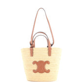 Classic Panier Tote Raffia and Leather Teen