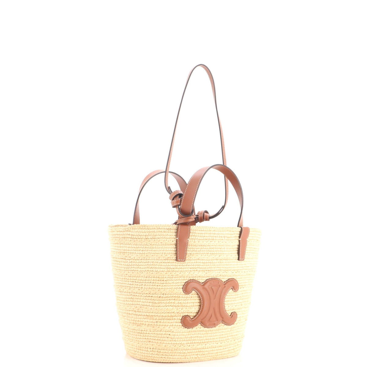 Classic Panier Tote Raffia and Leather Teen