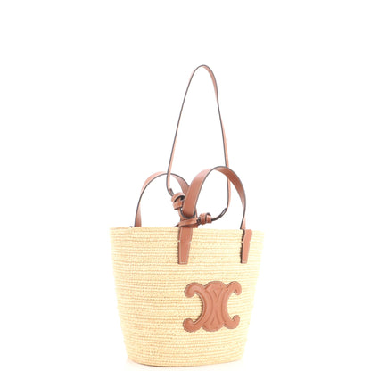 Classic Panier Tote Raffia and Leather Teen