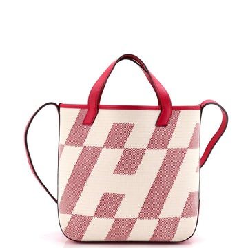 Cabas H en Biais Tote Canvas with Leather 27