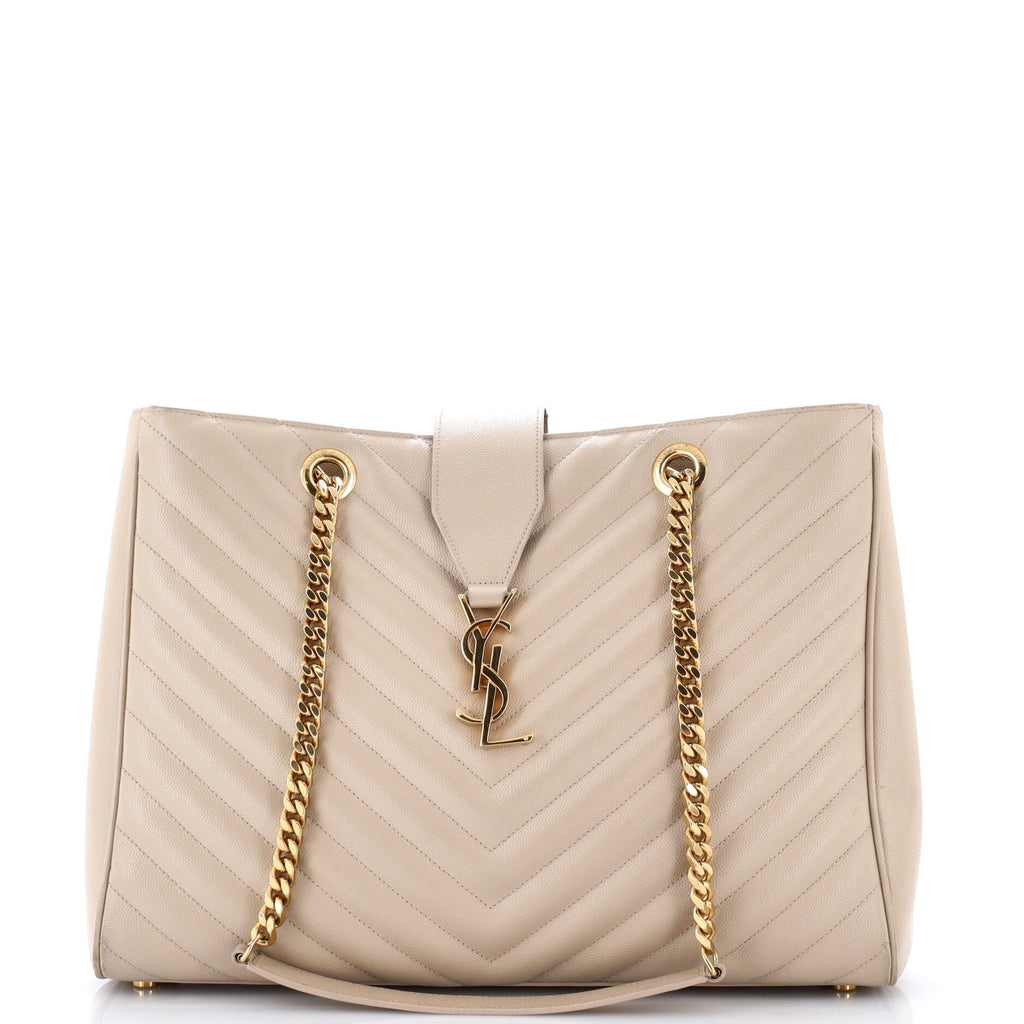 Classic Monogram Shopper Matelasse Chevron Leather Large
