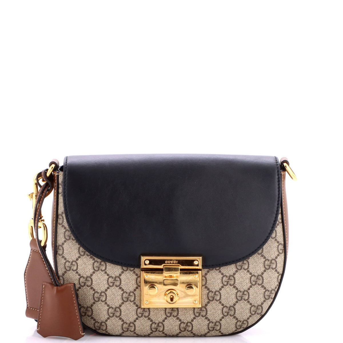 Padlock Saddle Shoulder Bag GG Coated Canvas and Leather Medium