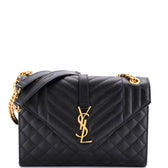 Classic Monogram Envelope Satchel Mixed Matelasse Leather Medium