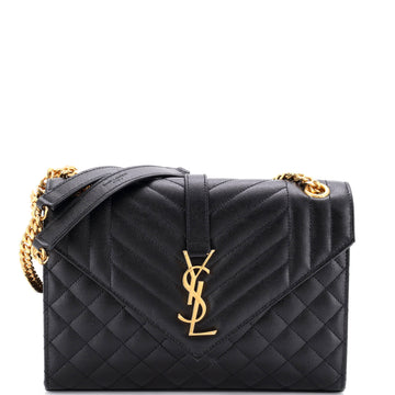 Classic Monogram Envelope Satchel Mixed Matelasse Leather Medium