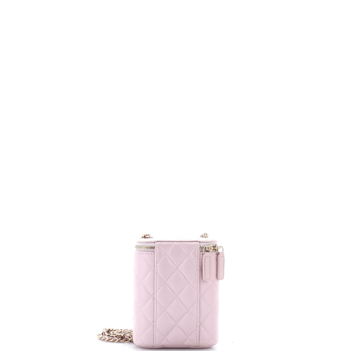 Vertical Classic Vanity Case with Chain Quilted Caviar Small