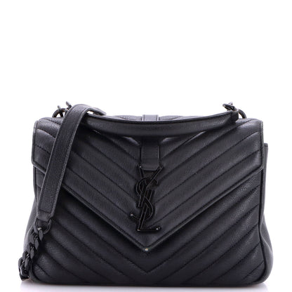 Classic Monogram College Bag Matelasse Chevron Leather Medium