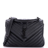 Classic Monogram College Bag Matelasse Chevron Leather Medium