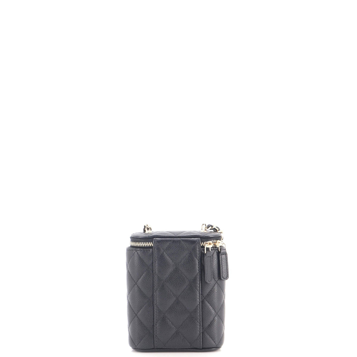 Vertical Classic Vanity Case with Chain Quilted Caviar Mini