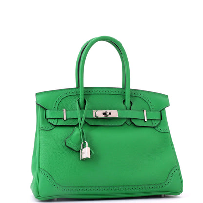 Birkin Ghillies Bag Bamboo Togo and Swift with Palladium Hardware 30