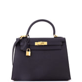 Kelly Handbag Noir Epsom with Gold Hardware 28