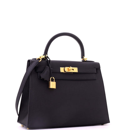 Kelly Handbag Noir Epsom with Gold Hardware 28
