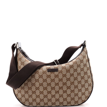 Saddle Zip Messenger Bag GG Canvas with Leather Medium