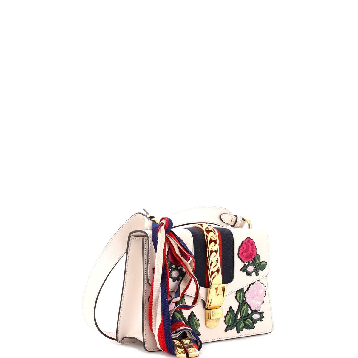 Sylvie Shoulder Bag Embroidered Leather Small