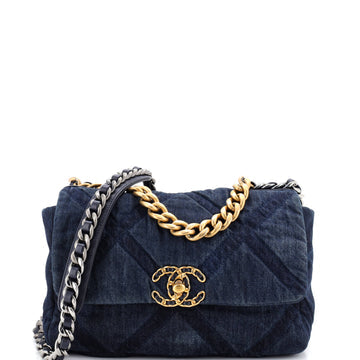 19 Flap Bag Quilted Denim Medium
