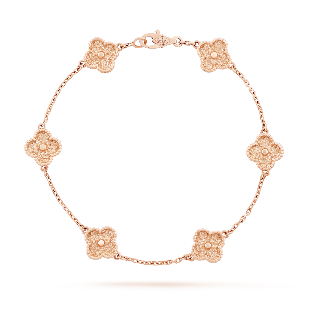 18K Rose Gold VCA Sweet Alhambra 6 Motifs Bracelet