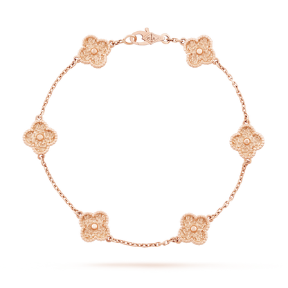 18K Rose Gold VCA Sweet Alhambra 6 Motifs Bracelet