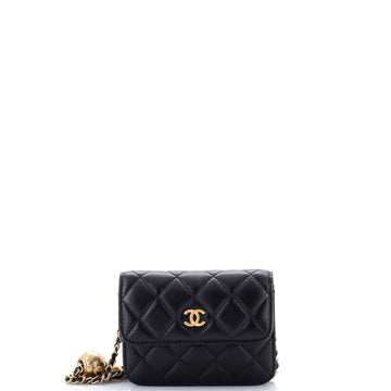Pearl Crush Flap Clutch with Chain Quilted Lambskin Mini