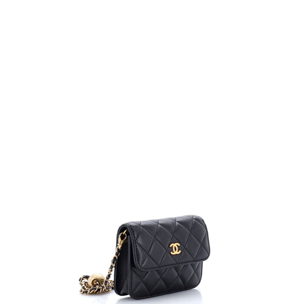 Pearl Crush Flap Clutch with Chain Quilted Lambskin Mini