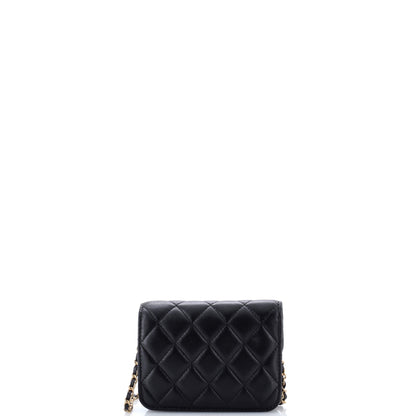 Pearl Crush Flap Clutch with Chain Quilted Lambskin Mini