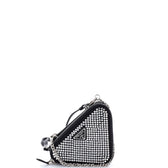 Triangle Double Pouch Crossbody Crystal Embellished Satin Mini
