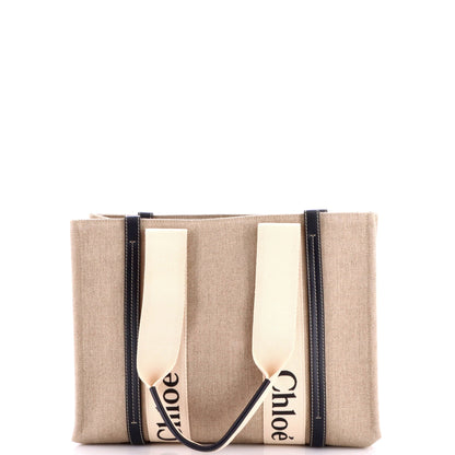 Woody Tote Canvas with Leather Medium