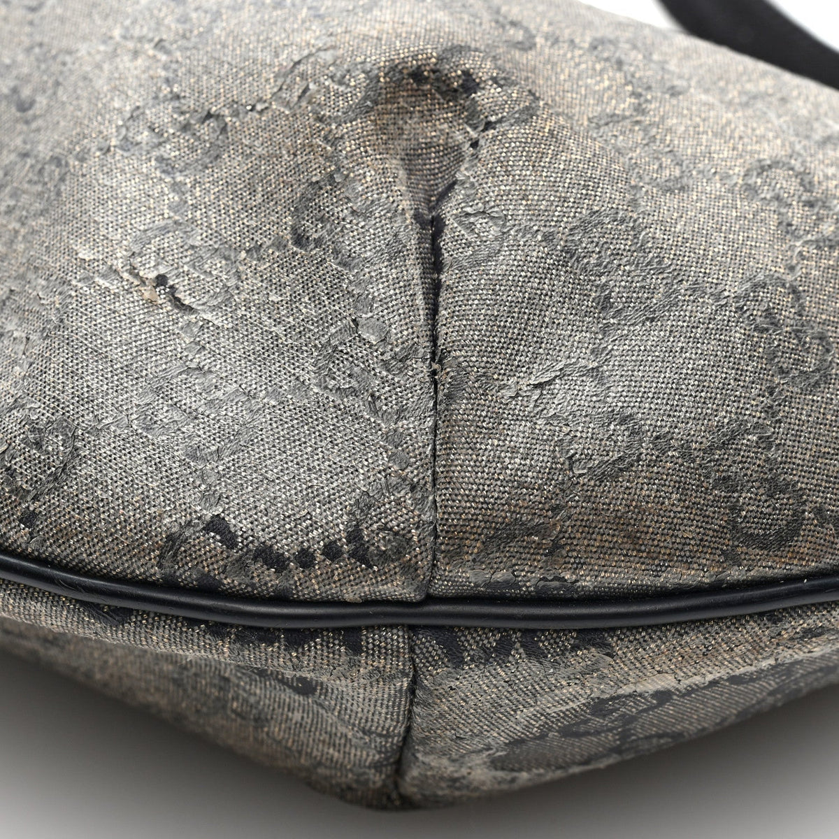 Gucci Lurex Monogram Medium Half Moon Hobo Black