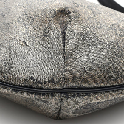 Gucci Lurex Monogram Medium Half Moon Hobo Black