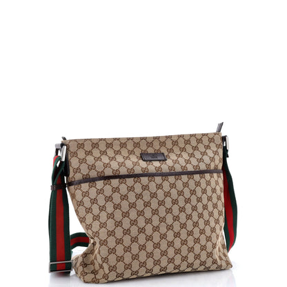 Web Strap Zip Messenger Bag GG Canvas Medium