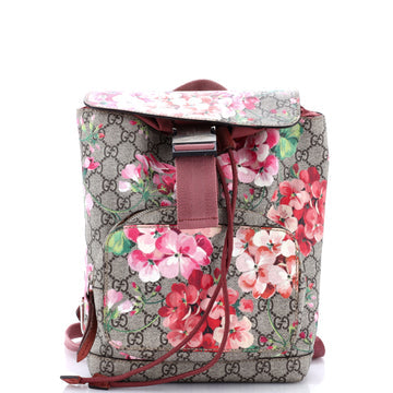 Buckle Backpack Blooms Print GG Coated Canvas Small