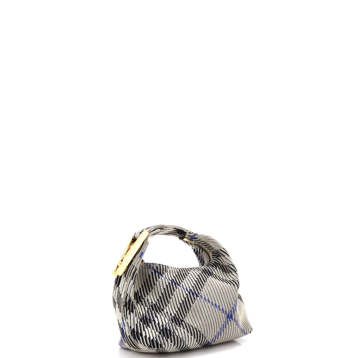 Peg Handle Bag Knit Check Fabric Mini