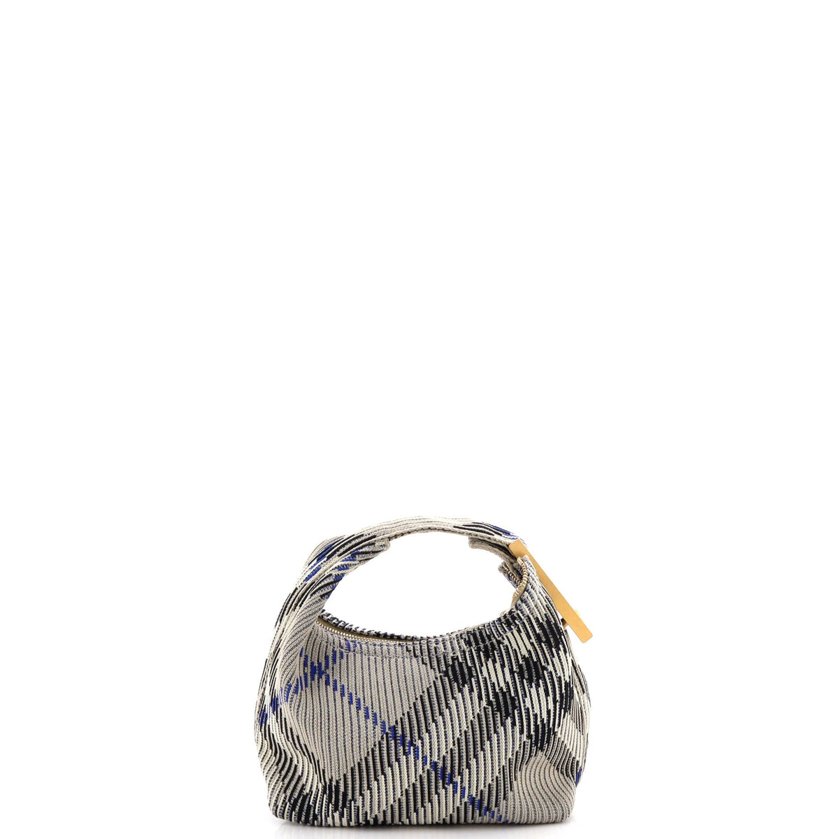 Peg Handle Bag Knit Check Fabric Mini