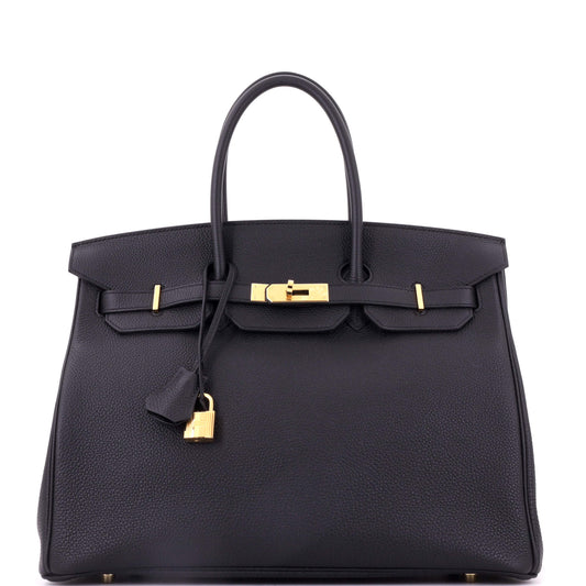 Birkin Handbag Noir Togo with Gold Hardware 35