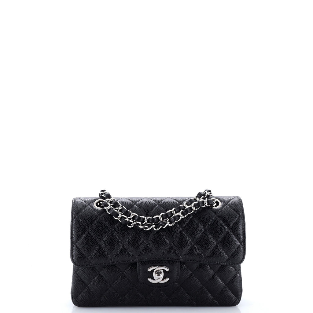 Classic Double Flap Bag Quilted Caviar Small
