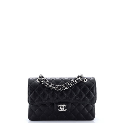 Classic Double Flap Bag Quilted Caviar Small
