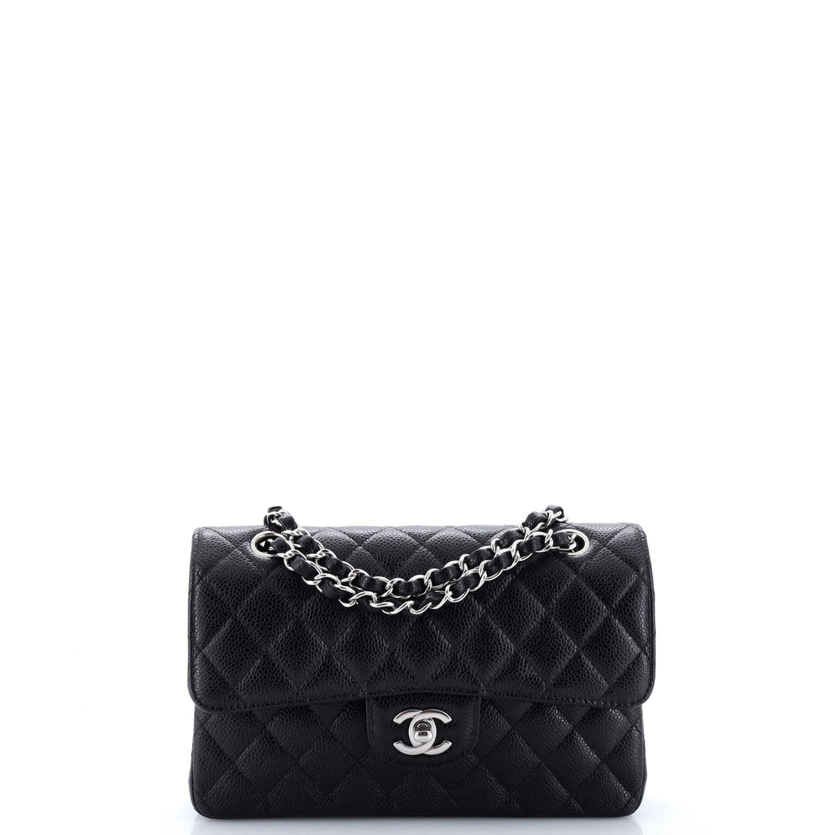 Classic Double Flap Bag Quilted Caviar Small