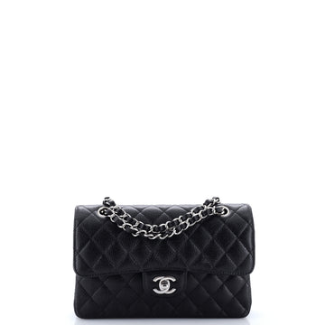 Classic Double Flap Bag Quilted Caviar Small