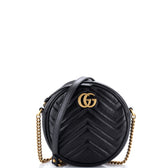 GG Marmont Round Shoulder Bag Matelasse Leather Mini