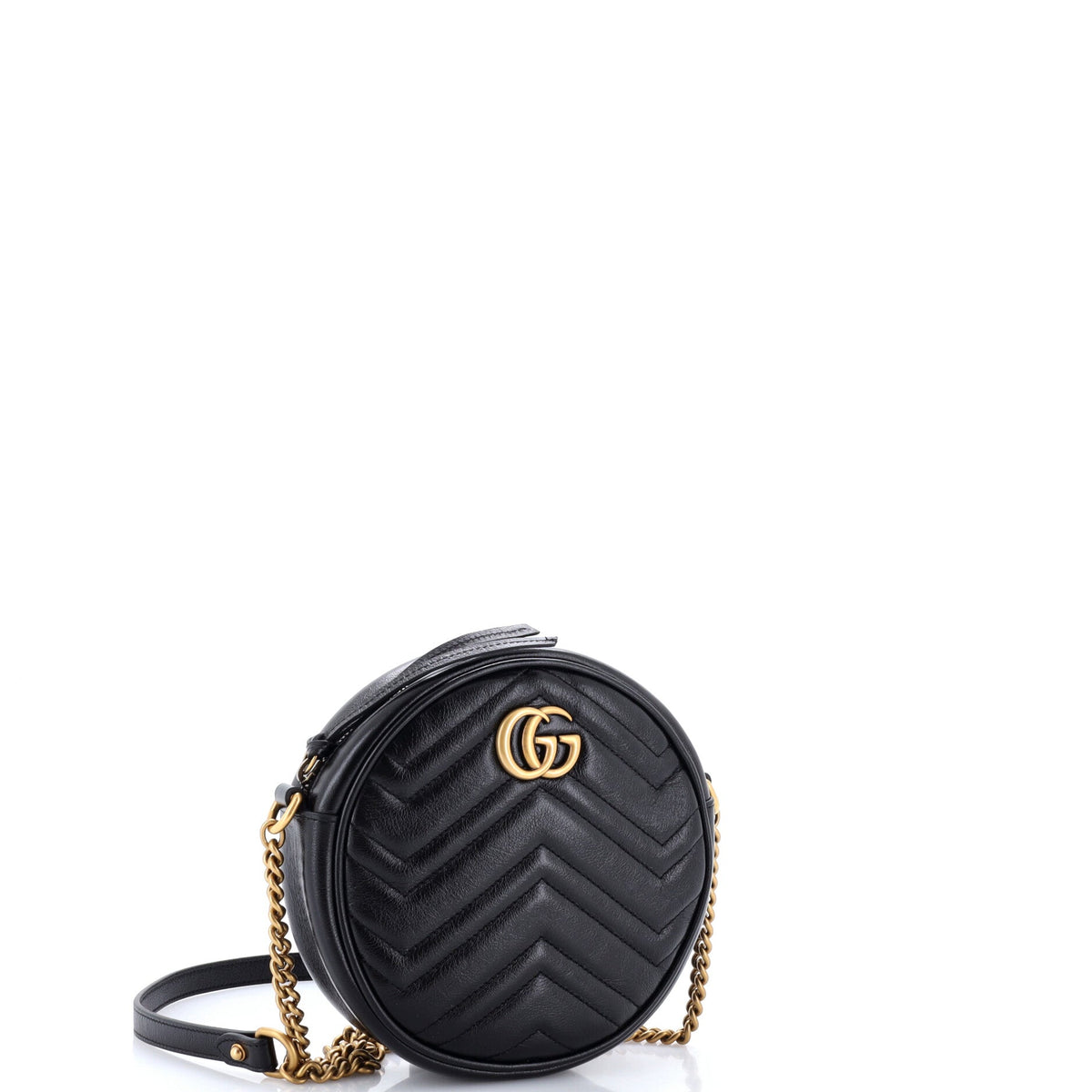 GG Marmont Round Shoulder Bag Matelasse Leather Mini