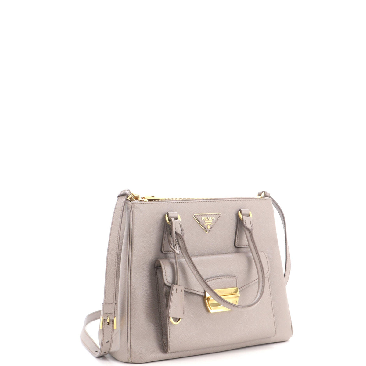 Front Pocket Double Zip Lux Tote Saffiano Leather Small