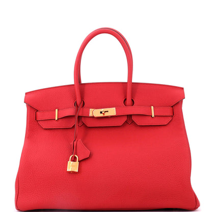 Birkin Handbag Vermillon Togo with Gold Hardware 35