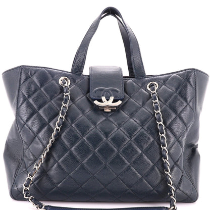 CC Box Shopping Tote Quilted Caviar Large