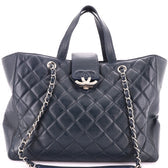 CC Box Shopping Tote Quilted Caviar Large