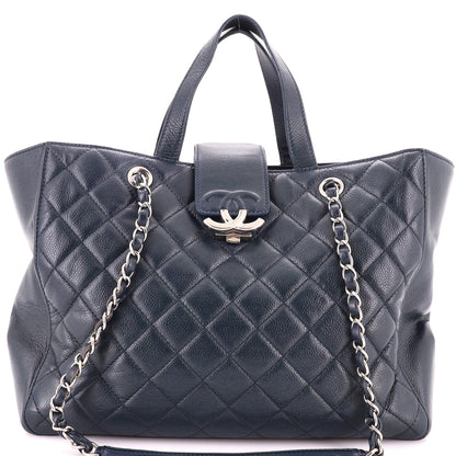 CC Box Shopping Tote Quilted Caviar Large