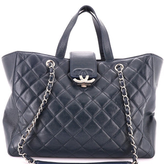 CC Box Shopping Tote Quilted Caviar Large